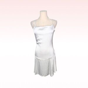 LOVERS + FRIENDS White Satin Slip Mini Dress (Sz S)